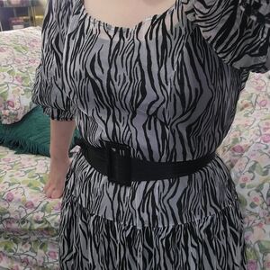 Batsheva Black and White Zebra Maxi Dress
